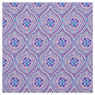 Stijlvol Paars en blauw traditioneel ogeenweefsel Stof
