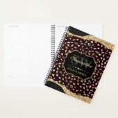 Stijlvol Paars- en goudoliepleopardmonogram Planner (Display)