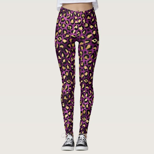 Stijlvol Paars en goudolieramp Leggings (Voorkant)