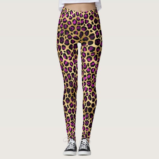 Stijlvol Paars en goudolieramp Leggings (Voorkant)