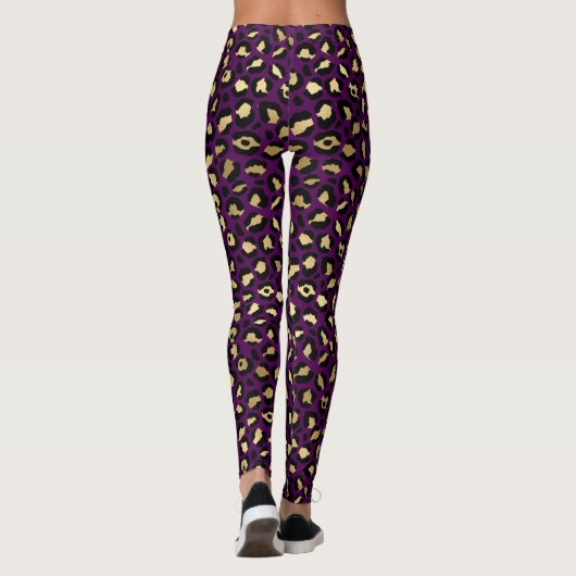 Stijlvol Paars en goudolieramp Leggings (Achterkant)