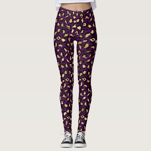 Stijlvol Paars en goudolieramp Leggings (Voorkant)