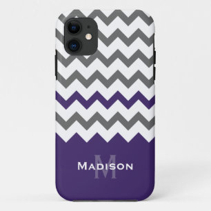 Stijlvol Paars en grijs Chevron Pattern iPhone 11 Hoesje