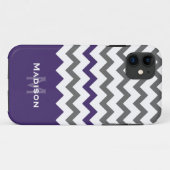 Stijlvol Paars en grijs Chevron Pattern Case-Mate iPhone Case (Achterkant (horizontaal))