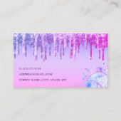 Stijlvol paars glitter druppelt make-up en haar visitekaartje (Achterkant)