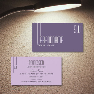 Stijlvol Paars Lila met Monogram Professional Visitekaartje