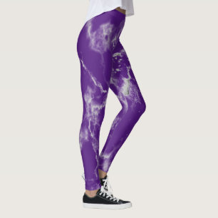 Stijlvol Paars witte marmerpatronen klinken meisje Leggings
