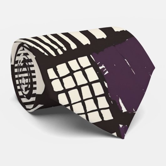 Stijlvol Paarse en zwarte boho-patroon Stropdas (Opgerold)