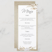 Stijlvol Pampas Grass 4 Course Wedding Menu (Voorkant / Achterkant)