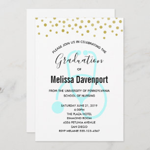 Stijlvol pasta Blue St Nursing Afstuderen uitnodig Kaart