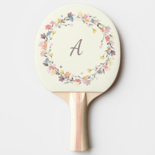 Stijlvol pasta Floral Wreator Monogram op maat Tafeltennisbatje