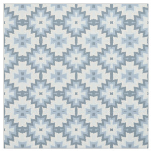 Stijlvol pastel blauw grijs wit Ikat tribaal patro Stof