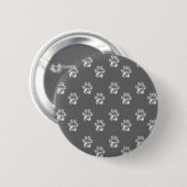 Stijlvol pawpatroon op donkergrijs ronde button 5,7 cm (Voorkant /achterkant)