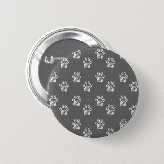 Stijlvol pawpatroon op donkergrijs ronde button 5,7 cm (Voorkant /achterkant)