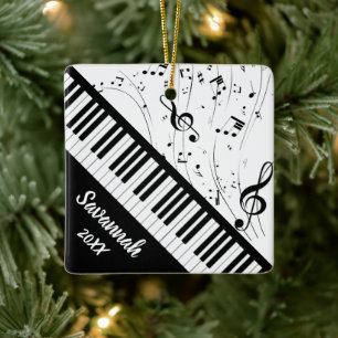 Stijlvol pianolettoetsenbord Muziek Naam zwart wit Keramisch Ornament