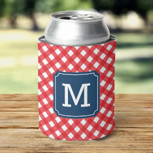 Stijlvol Picnic Red Gingham personaliseer Monogram Blikjeskoeler