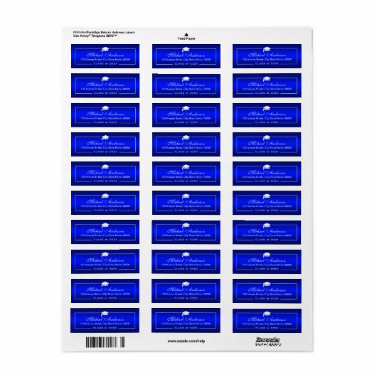 Stijlvol platte blauwe gradiënt - Afstudeerder van Etiket (Full Sheet)