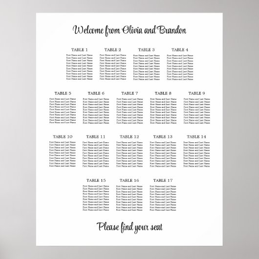 Stijlvol Poster van 17 Tabelweddenschappen (Voorkant)