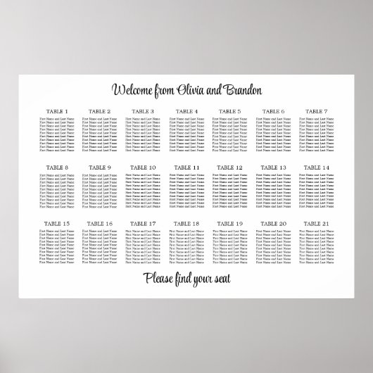 Stijlvol Poster voor 21 tafelbruiloft (Voorkant)