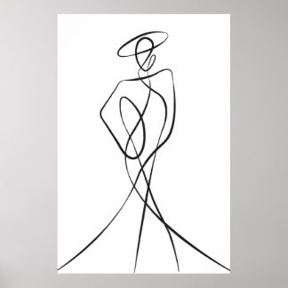 Stijlvol Poster voor Woman Line Art