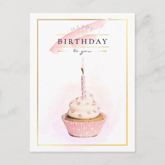 Stijlvol potlood Kunstroze Birthday Cupcake Briefkaart