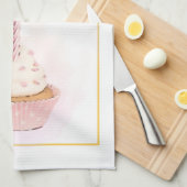 Stijlvol potlood Kunstroze Birthday Cupcake Theedoek (Quarter Fold)