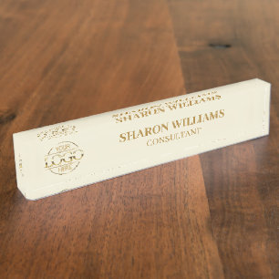 Stijlvol professioneel beige gouden logo kantoor t naambordje