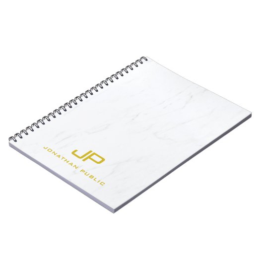 Stijlvol professioneel gouden monogram marmeren sj notitieboek (Linkerzijde)