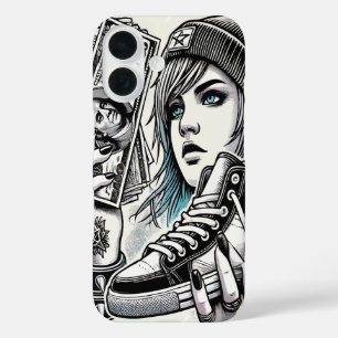 Stijlvol Punk meisje iPhone 16 Hoesje