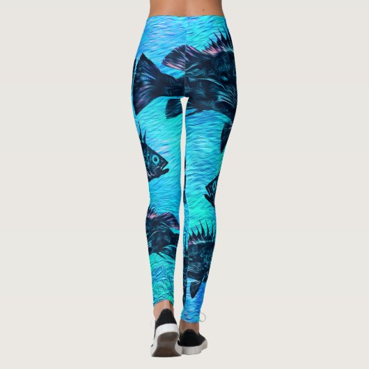 Stijlvol Quillback op blauw - Leggings (Achterkant)