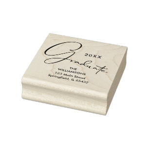 Stijlvol retouradres voor Afstuderen script Rubberstempel