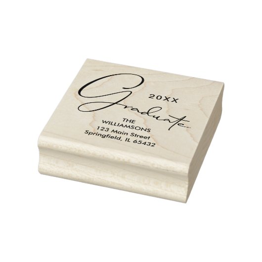 Stijlvol retouradres voor Afstuderen script Rubberstempel (Stempel)