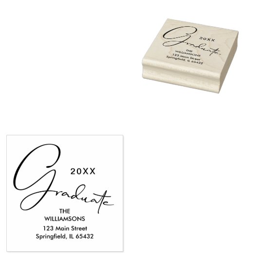 Stijlvol retouradres voor Afstuderen script Rubberstempel (Gestempeld)