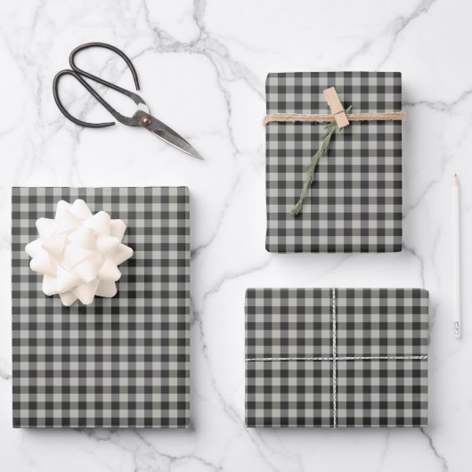 Stijlvol Retro Black en Grey Gingham Pset Pattern Inpakpapier Vel (Voorkant)