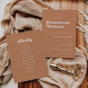 Stijlvol retro bruine suiker Bachelorette Weekend Kaart