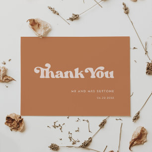Stijlvol retro bruine suikerbruiloft bedankkaart