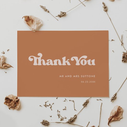 Stijlvol retro bruine suikerbruiloft bedankkaart