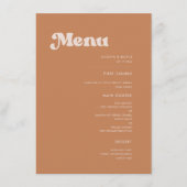 Stijlvol retro bruine suikerbruiloft menu (Voorkant)