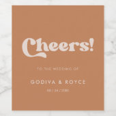 Stijlvol retro bruine suikerbruiloft wijn etiket (Enkel label)