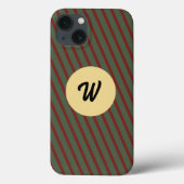 Stijlvol retro initiaal van rode en groene streep Case-Mate iPhone case (Achterkant)