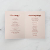 Stijlvol retro peach roze bruiloft gevouwen progra programma (Binnen)