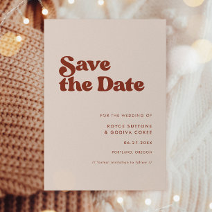 Stijlvol retro peach roze save the date