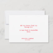 Stijlvol Retro Rood & Wit Groovy Script Bruiloft Bedankkaart (Achterkant)