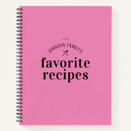 Stijlvol Retro  Roze Custom Name Recept Notitieboek
