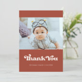 Stijlvol retro Terracotta Baby shower Bedankkaart (Staand voorkant)