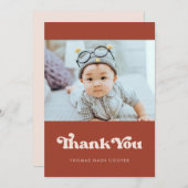 Stijlvol retro Terracotta Baby shower Bedankkaart (Voorkant / Achterkant)