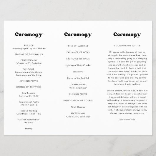 Stijlvol retro Trifold Bruiloft Programma Flyer (Voorkant)