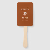 Stijlvol retro verbrand oranje trouwprogramma handwaaier (Voorkant)