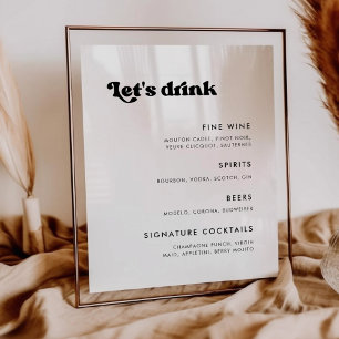 Stijlvol retro zwart & wit bruiloft Bar menu Poster