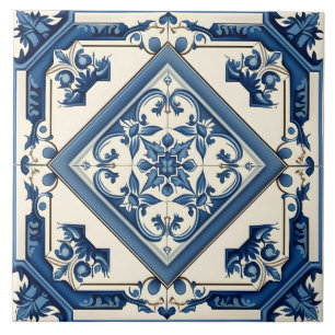 Stijlvol Roestblauw mediterraan patroon Tegeltje